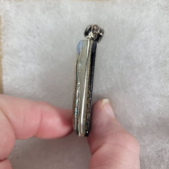 Rectangle Dichroic Glass Sterling Silver Bail Pendant Jewerly Crafting - Picture 4 of 5